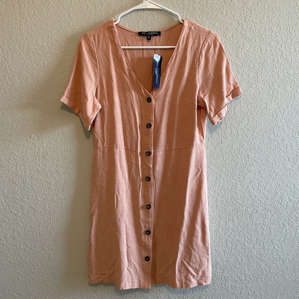 One Clothing Pink Button Up Dress